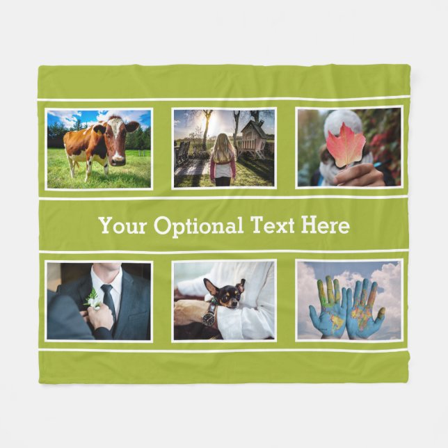 YOUR 6 PHOTOS & TEXT fleece blankets (Front (Horizontal))