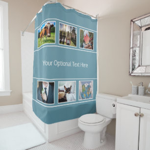 YOUR 6 PHOTOS & TEXT shower curtain