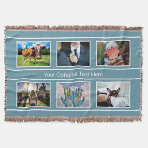 YOUR 6 PHOTOS & TEXT throw blanket