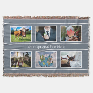 YOUR 6 PHOTOS & TEXT throw blanket