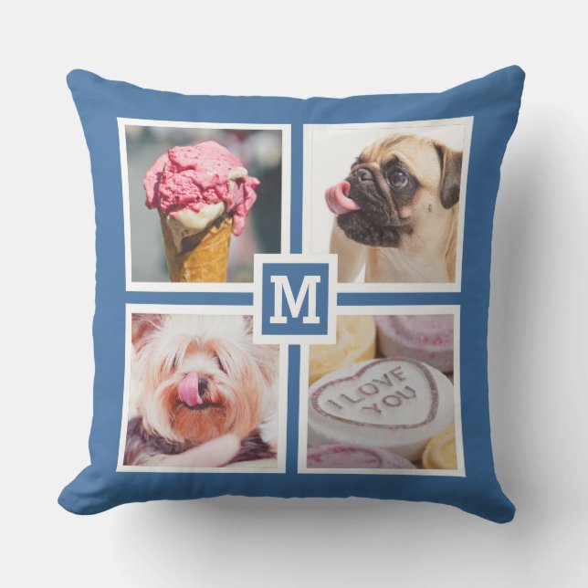 YOUR 8 PHOTOS & MONOGRAM throw pillow (Front)