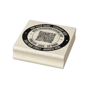 Your Address Round QR Code Rubber Stamp Template