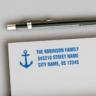 Your Address Text Nautical Boat Anchor Pick Colour Self-inking Stamp