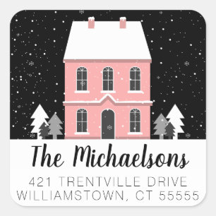 Your Address   Winter Home Square Sticker