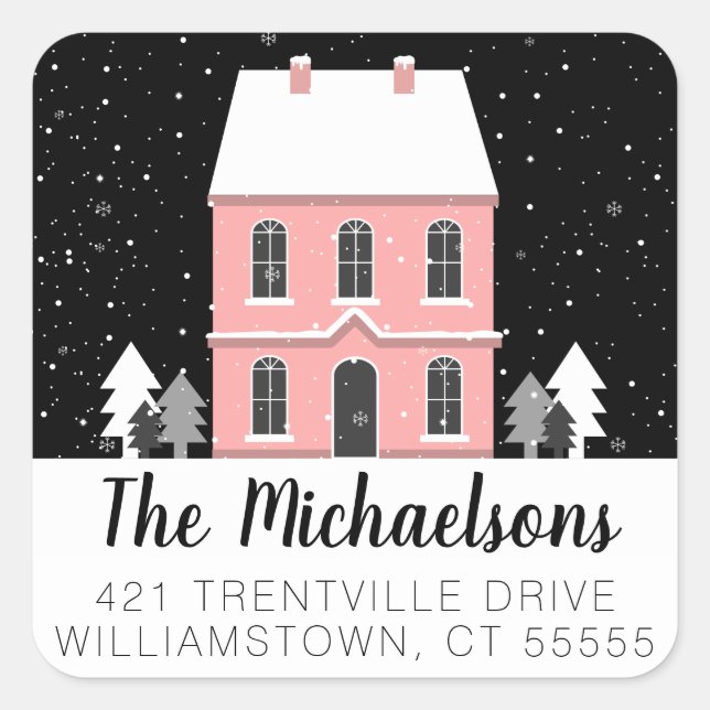 Your Address | Winter Home Square Sticker (Front)