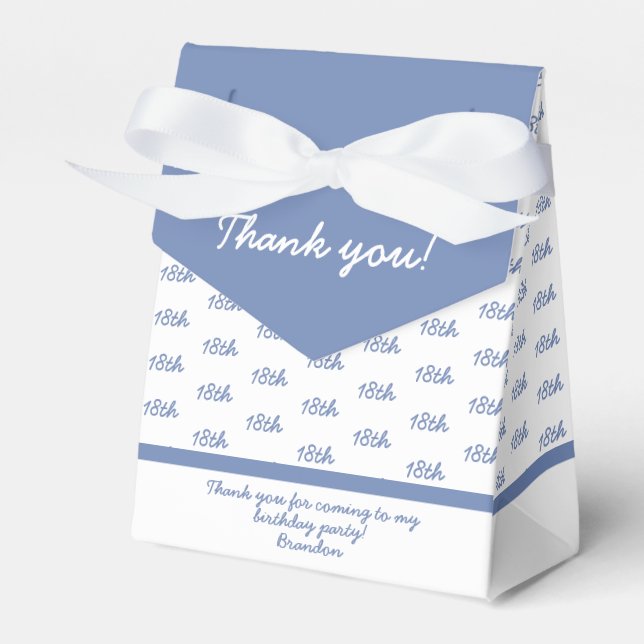 Your Age Offset Number Pattern - Blue/White Favour Box (Front Side)