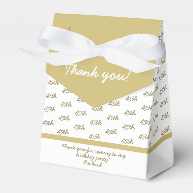 Your Age Offset Number Pattern - Gold/White Favour Box (Front Side)