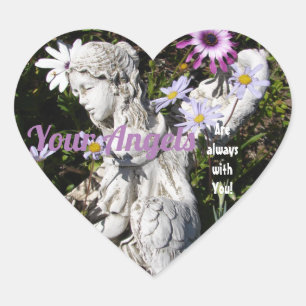 Your Angels Are Always with You Floral Angel Heart Sticker