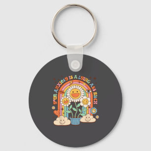 Your Anxiety Is A Lying Motivation Groovy Flower  Key Ring
