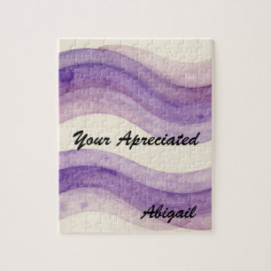 Your Appreciated Retro Watercolor Wavy Purple Name Jigsaw Puzzle