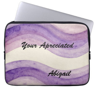 Your Appreciated Retro Watercolor Wavy Purple Name Laptop Sleeve