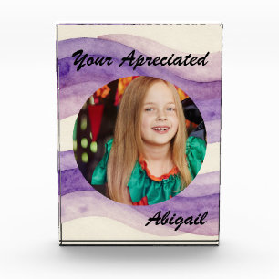 Your Appreciated Retro Watercolor Wavy Purple Name Photo Block