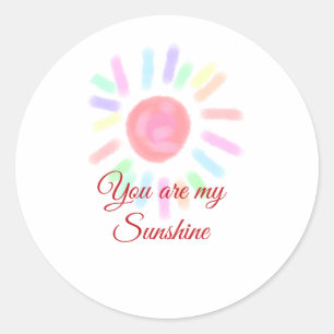 Your are my sunshine red colourful watercolor past classic round sticker