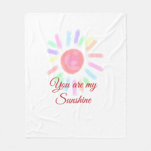 Your are my sunshine red colourful watercolor past fleece blanket
