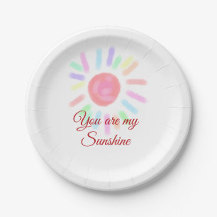 Your are my sunshine red colourful watercolor past paper plate