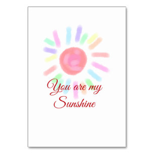 Your are my sunshine red colourful watercolor past table number