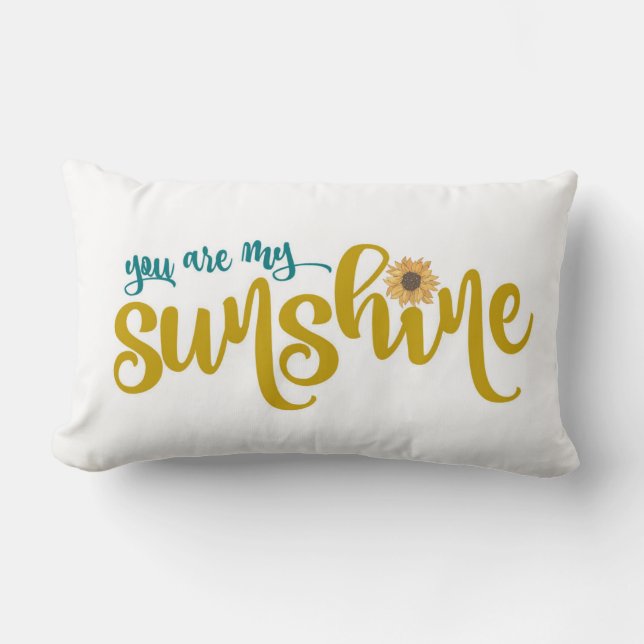 Your are My Sunshine Sunflower Typography  Lumbar Cushion (Front)