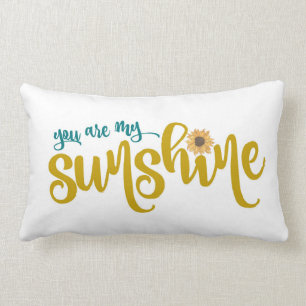 Your are My Sunshine Sunflower Typography  Lumbar Cushion