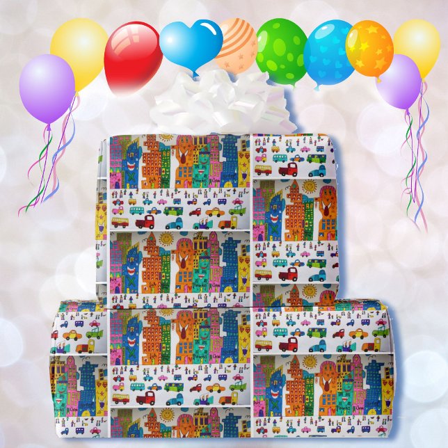 Your Artwork Child's Drawing Birthday Giftwrap Wrapping Paper (Creator Uploaded)