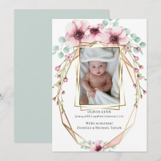Your Baby Photo Fresh Spring Flowers and Foliage Invitation