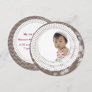 Your Baby Photo Green Snow Flakes My 1st Christmas Holiday Card