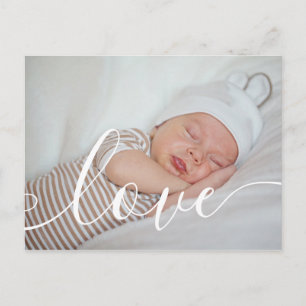 Your Baby Photo Script Love Announcement Postcard