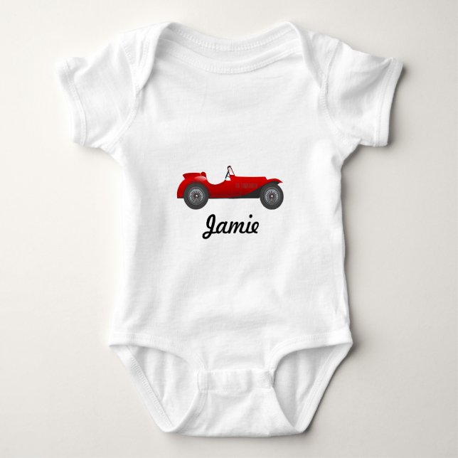 Your Babys Name Classic Car Baby Boy Bodysuit (Front)