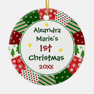 Your Baby's Photo and 1st Christmas Ceramic Ornament