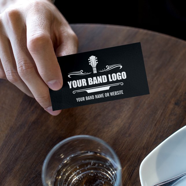 Your Band Logo - Choose Your Background Colour Business Card (Customize to change background color, text size, style and more.)