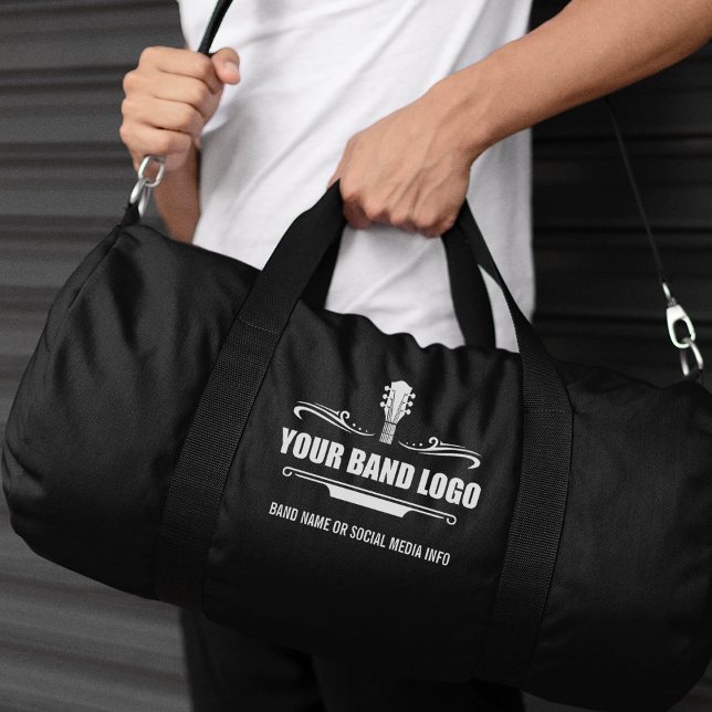 Your Band Logo - Choose Your Background Colour Duffle Bag (Customize to change text size or text style.)