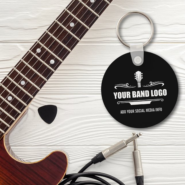 Your Band Logo - Choose Your Background Colour Key Ring (Customize to change background color or add more text to back.)