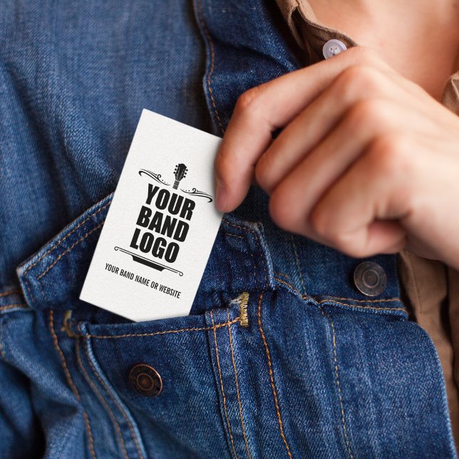 Your Band Logo - Choose Your Background Colour Lon Business Card (Customize to change background color, text size, style and more.)