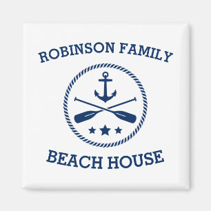 Your Beach House Family Name Anchor Oars Stars Magnet