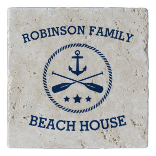 Your Beach House Family Name Anchor Oars Stars Trivet