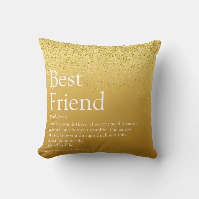 Your Best Friend Definition Glam Gold Glitter Cushion (Front)