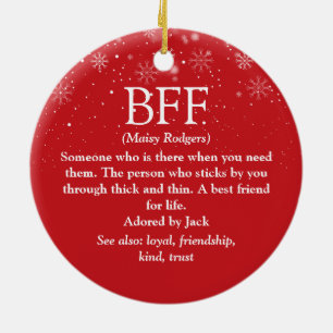Your BFF Definition Best Friend Snowflakes Red Ceramic Ornament