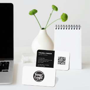 Your Black White Simple QR Code Logo Business Card