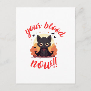 YOUR BLOOD NOW!! - Vampire kitten Enclosure Card