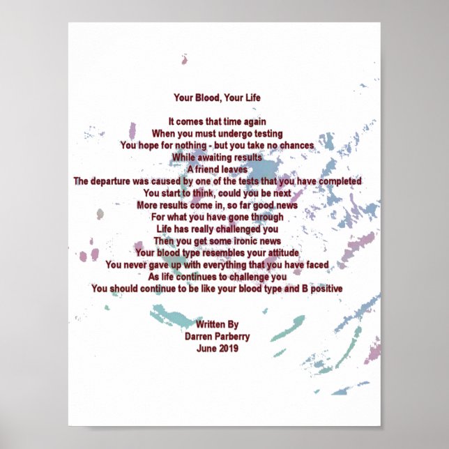 Your Blood, Your Life 21cm x 28cm Value Poster (Front)
