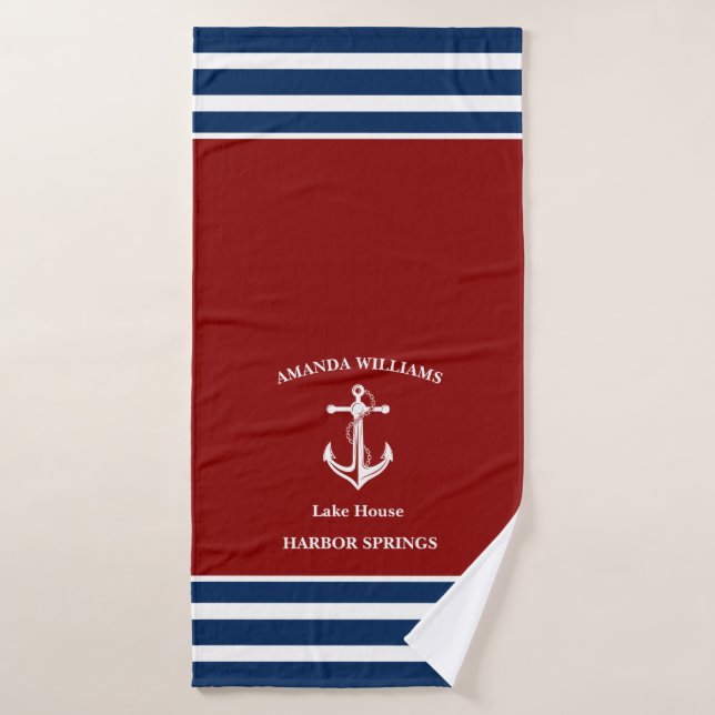 Your Boat Name Anchor Bath Towel Set (Bath Towel)