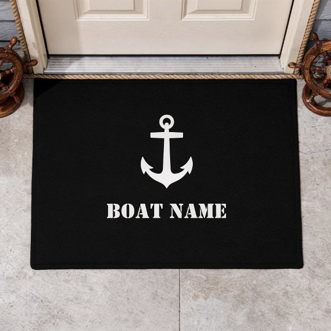 Your Boat Name Anchor Black Doormat (Creator Uploaded)