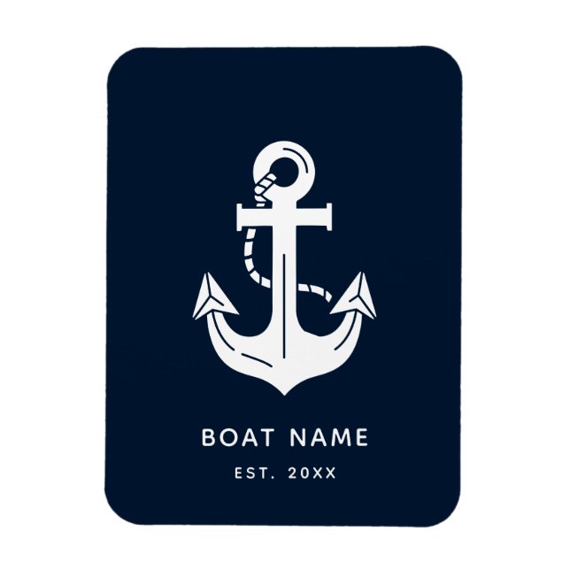 Your Boat Name Anchor Blue  Magnet (Vertical)