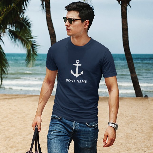 Your Boat Name Anchor Blue T-Shirt (Creator Uploaded)