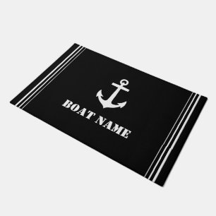 Your Boat Name Anchor Chic Black Doormat