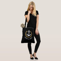 Your Boat Name Anchor Gold Laurel Star Large Black