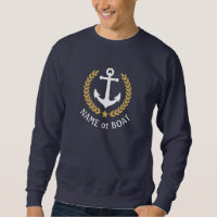 Your Boat Name Anchor Gold Laurel Star Navy