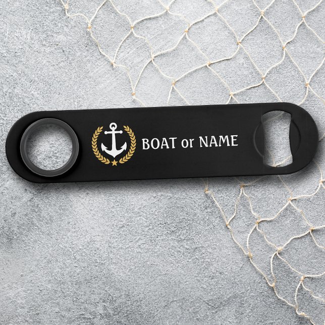 Your Boat Name Anchor Gold Style Laurel Black (Creator Uploaded)
