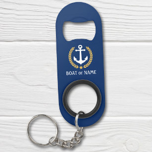 Your Boat Name Anchor Gold Style Laurel Blue