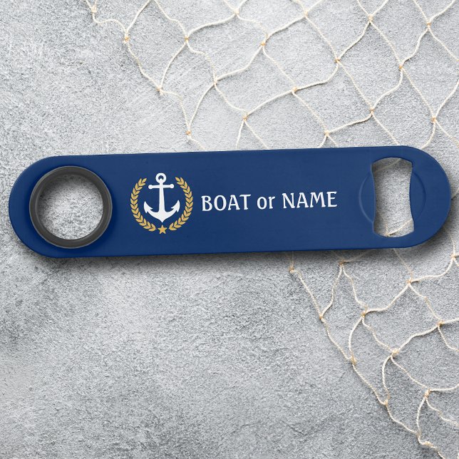 Your Boat Name Anchor Gold Style Laurel Blue (Creator Uploaded)