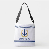 Your Boat Name Anchor Gold Style Laurel Rope White